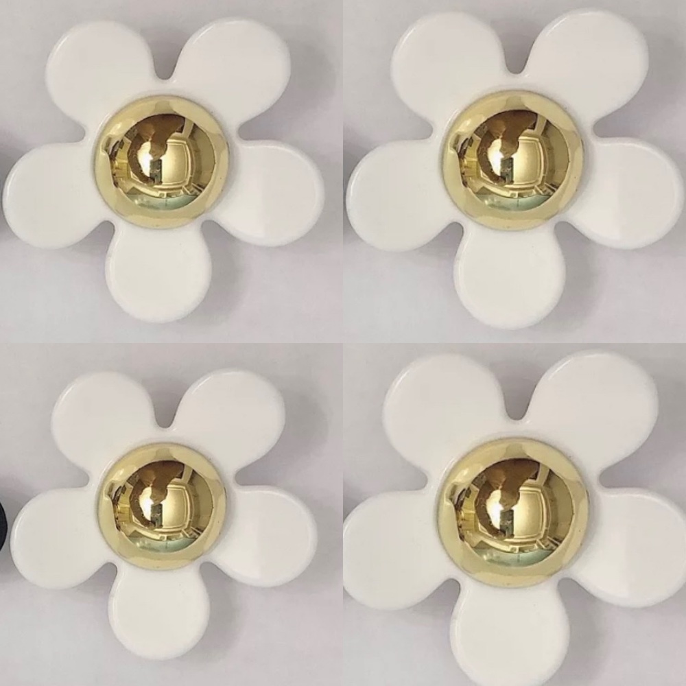 4 White Daisy Flower Charms for Crocs Set